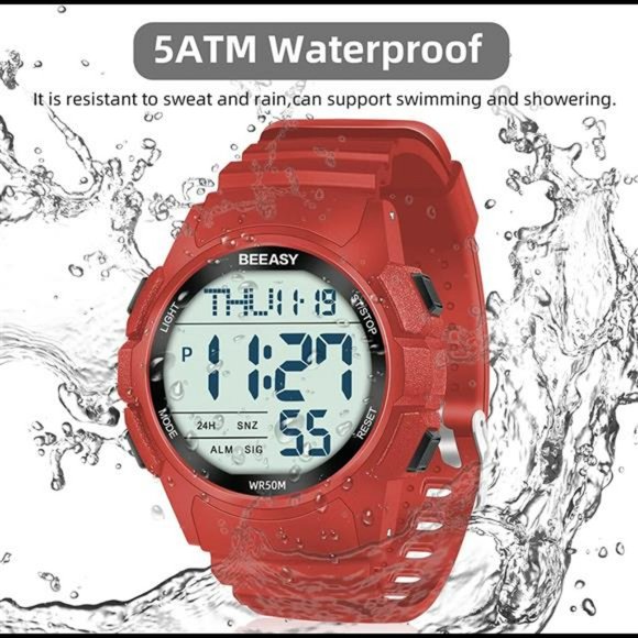 Men Digital Sports Watch, Waterproof Watch with Stopwatch Countdown Timer - Picture 6 of 7